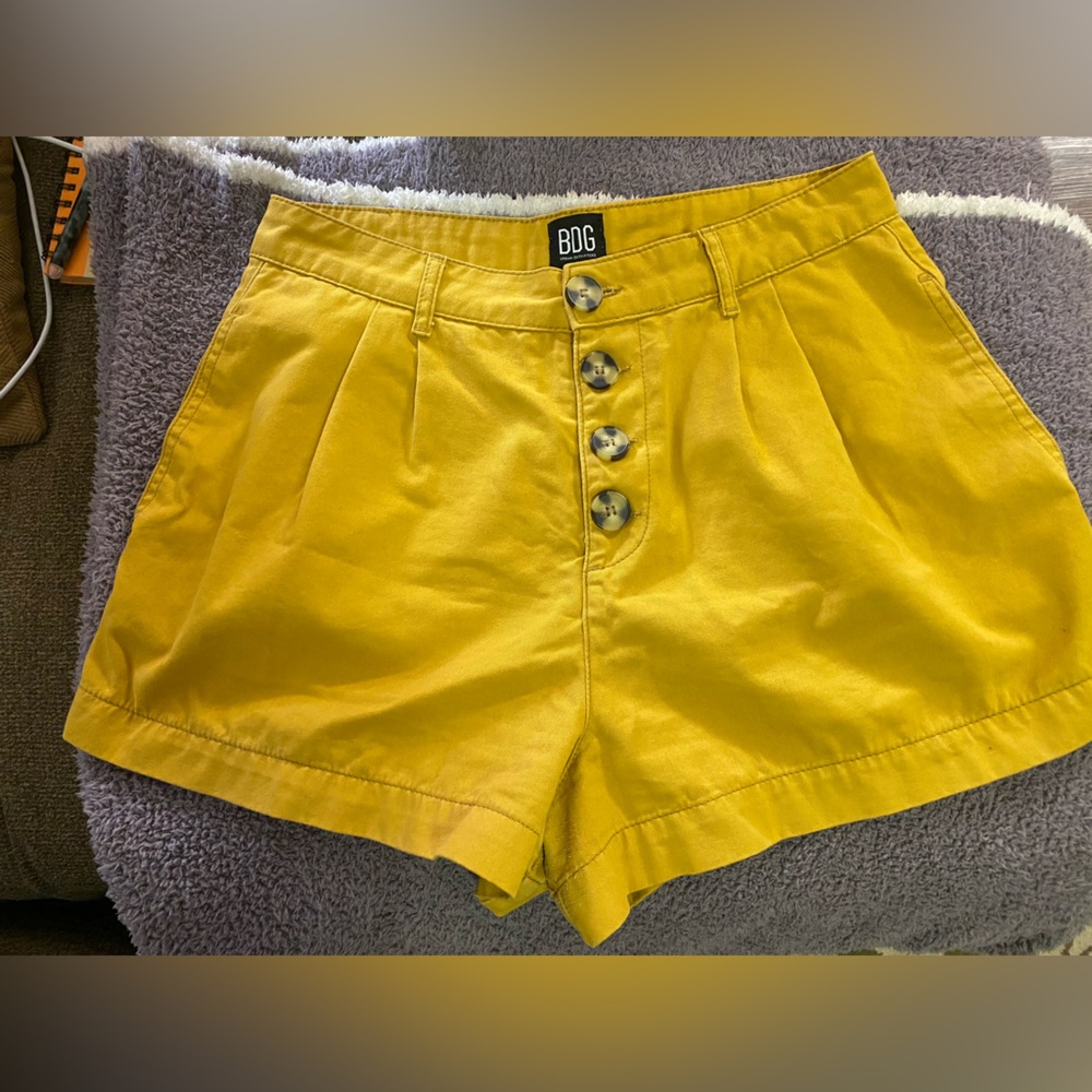 BDG Women's Yellow Button-Front Shorts
